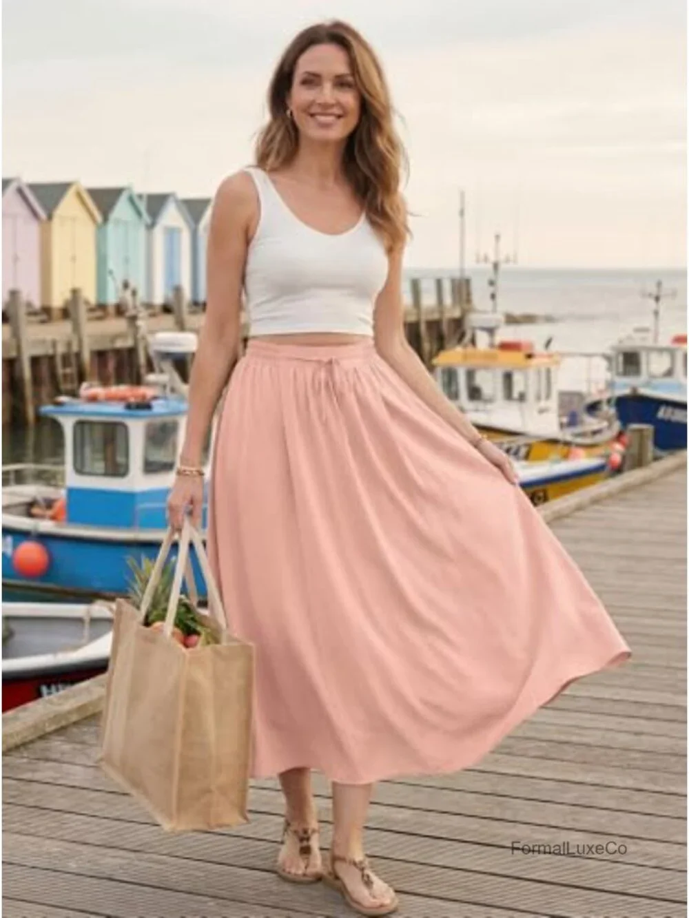 Satin High Waisted A Line Maxi Skirt Elegant Long Summer